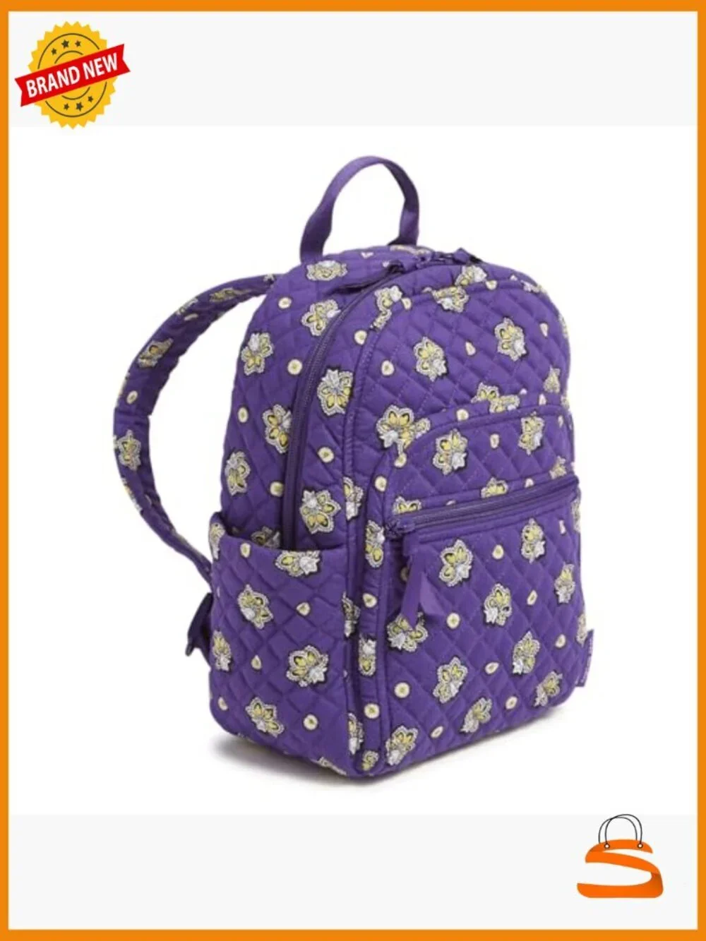 Small Cotton Backpack with Paisley Print - One Size